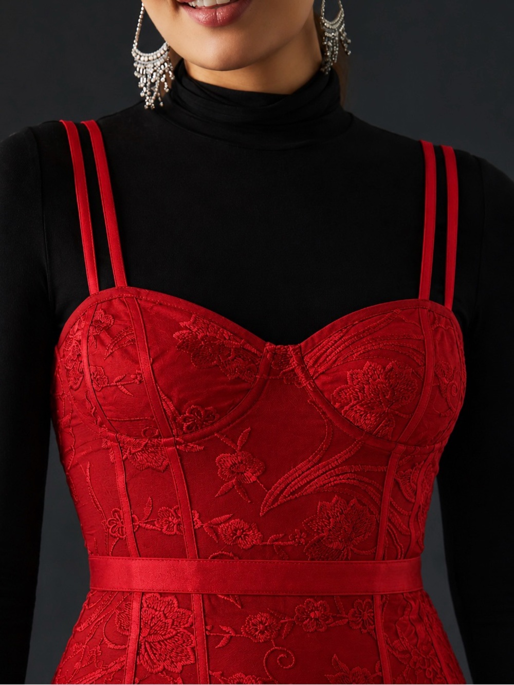 Lulus Sultry Scenario Wine Red Lace Bustier Bodysuit Size L